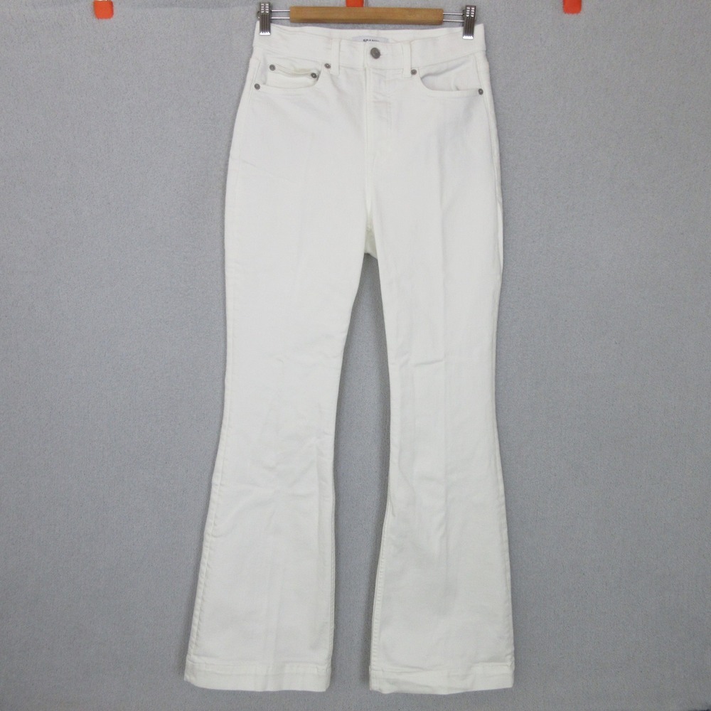 Spanx Flare Leg Jeans Women Size 10 White High Rise Stretch Denim 29x32